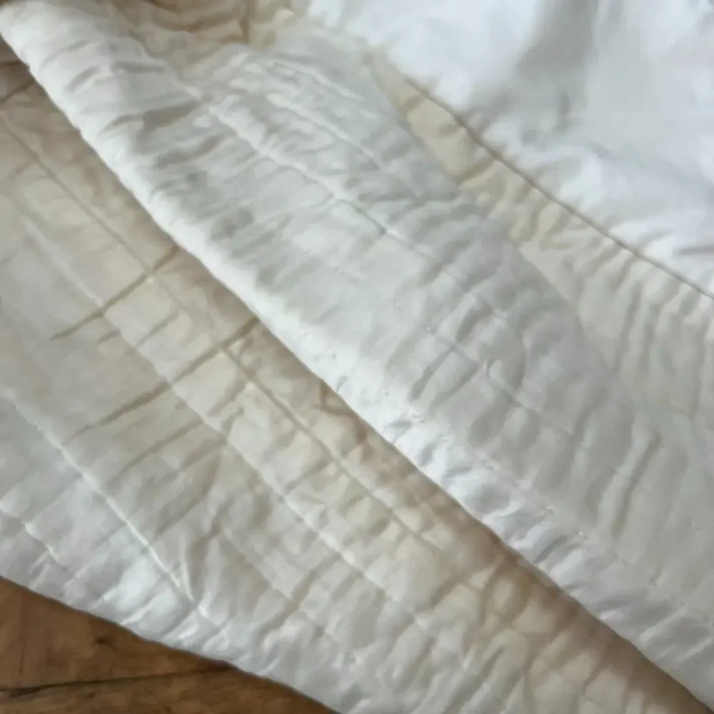 Pottery Barn Cream Velvet Channel Stitch Quilt 72